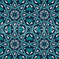 Midnight Teal Geometric Star Tile Wallpaper⁠