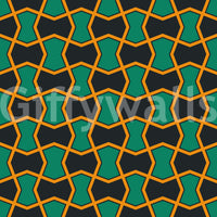 Charcoal and Green Art Deco Grid Wallpaper⁠