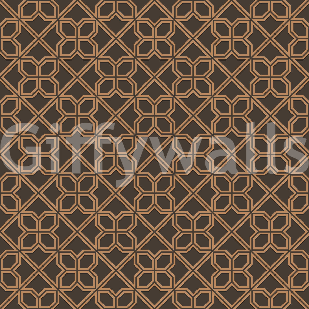 Geometric Lattice Bronze and Charcoal Wallpaper⁠