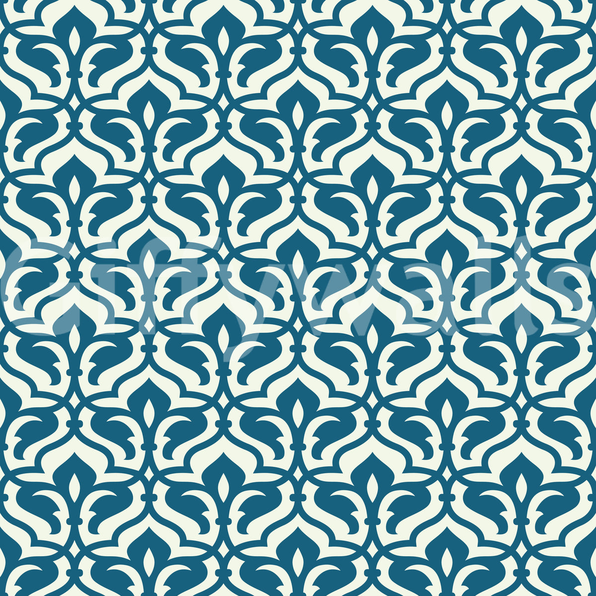 Indigo Damask Lattice Pattern Wallpaper⁠