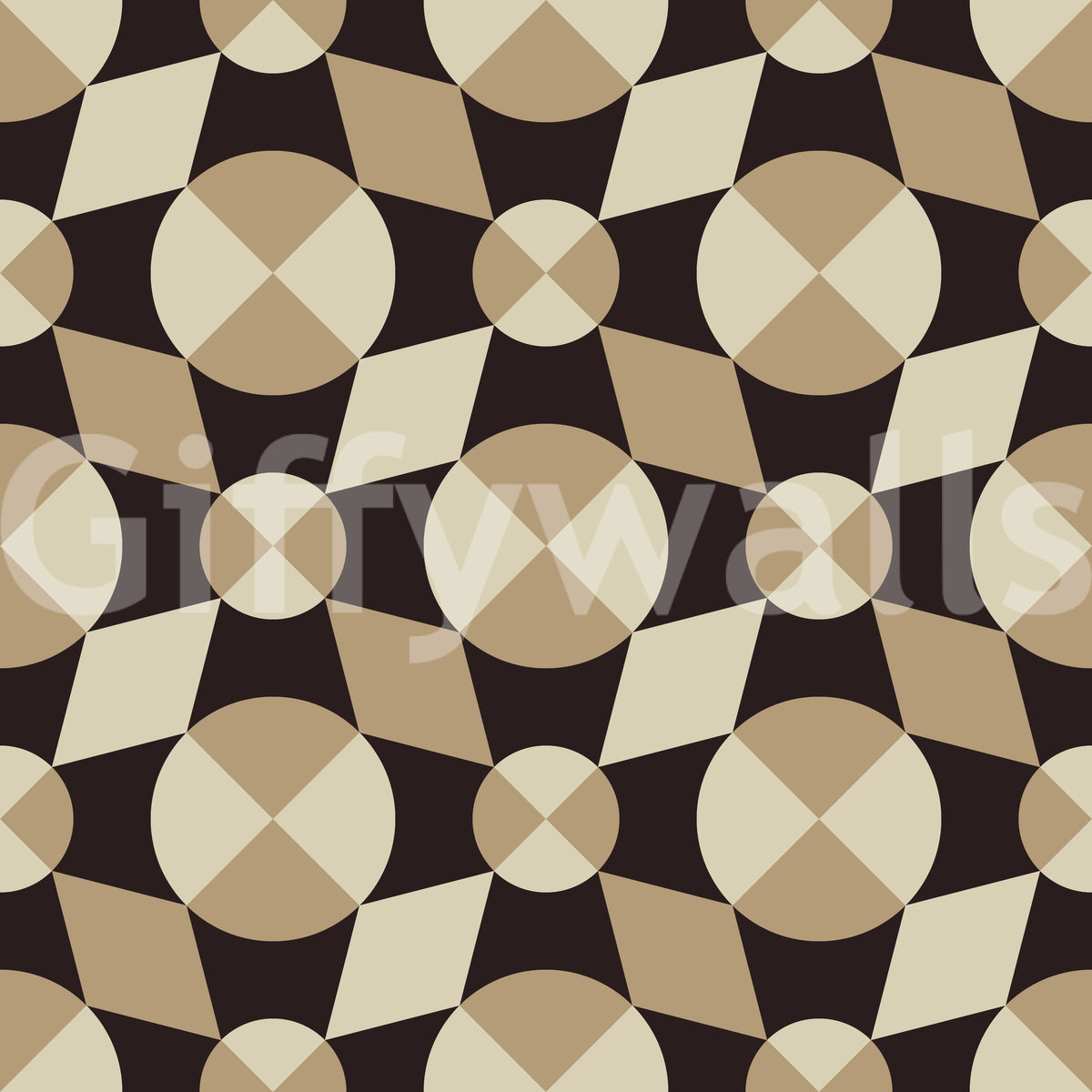 Geometric Mid-Century Tiles in Earth Tones Wallpaper⁠