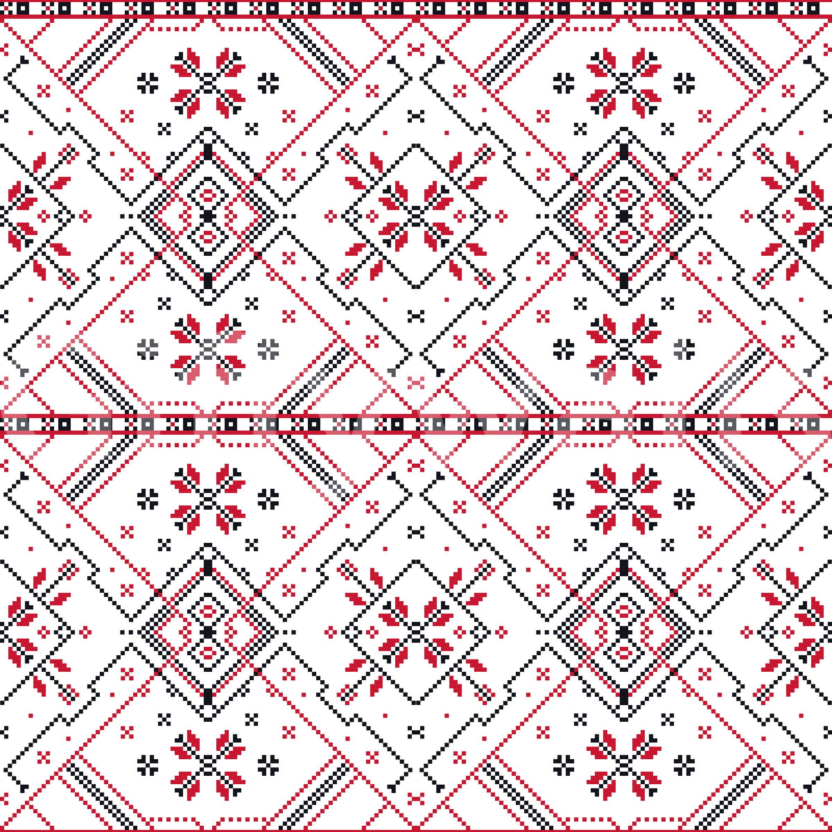 Folklore Geometric Cross-Stitch Pattern Wallpaper⁠