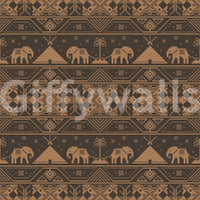Geometric Tribal Elephant Motif Wallpaper⁠
