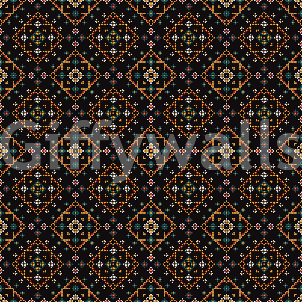Geometric Cross-Stitch Rhythm Wallpaper⁠