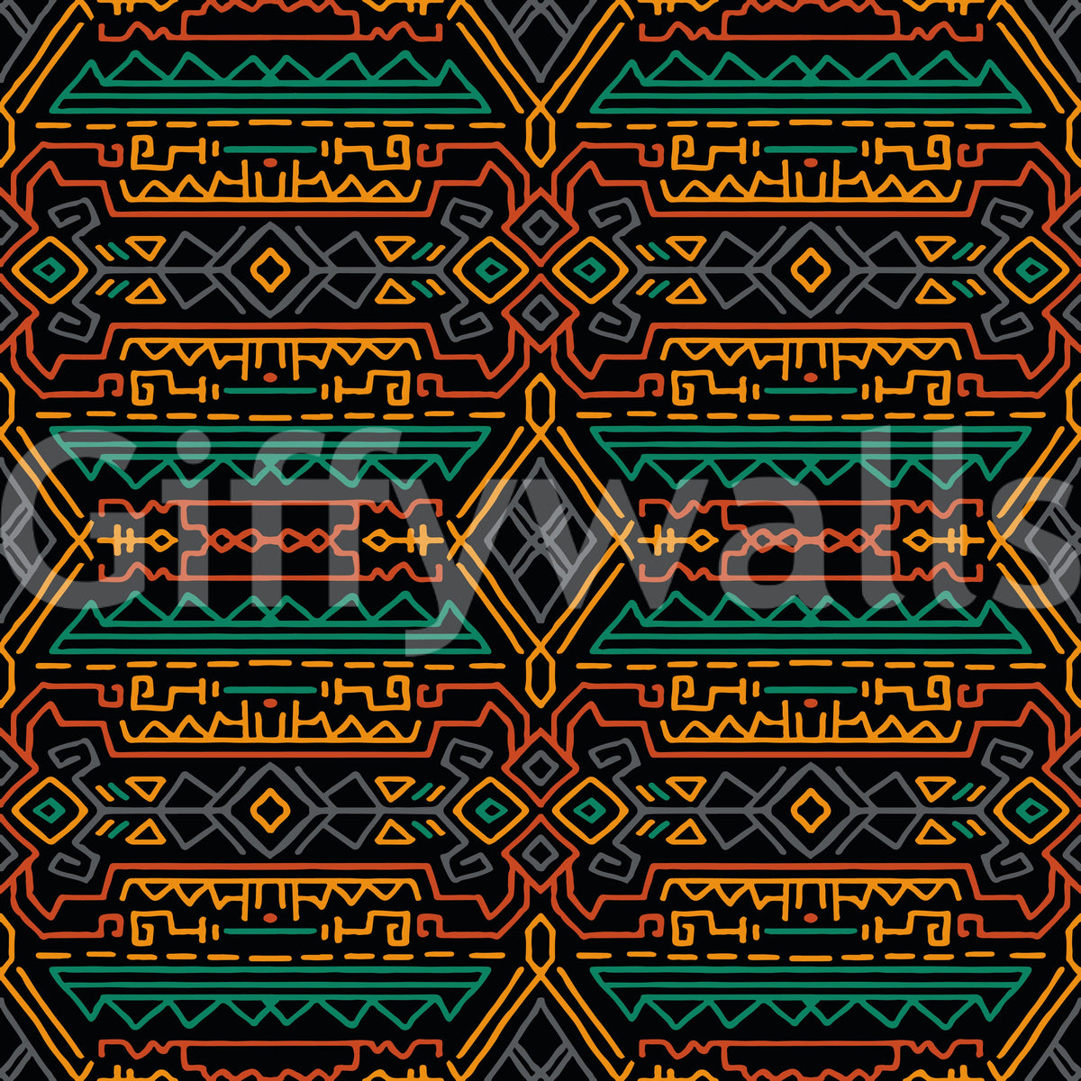 Tribal Geometric Pattern Mural Wallpaper⁠