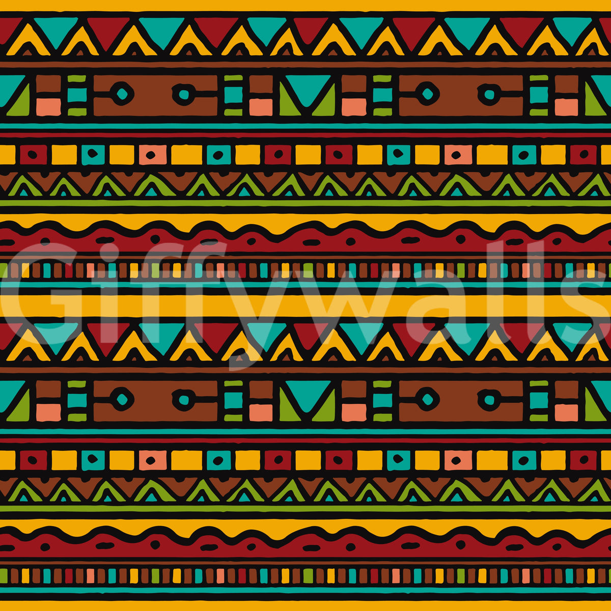 Tribal Folk Geometric Pattern Wallpaper⁠