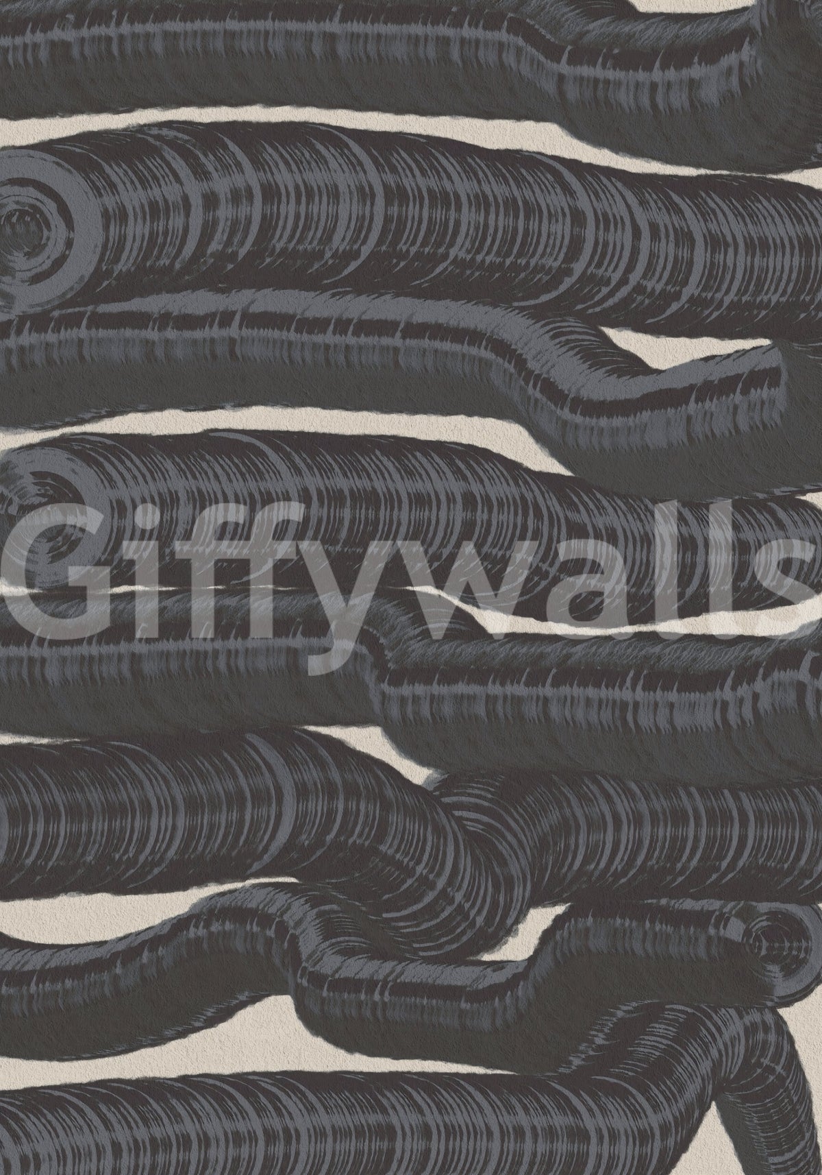 Monochrome Fluid Layers Wall Mural