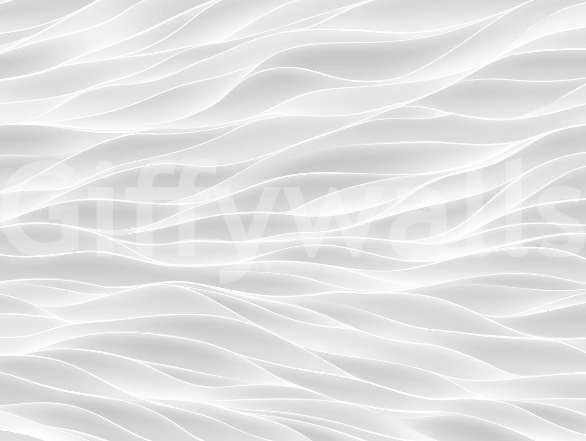 Textured White Wave Artistry Wall Mural