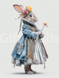 Fashion Rabbit In Vintage Gown Wall Mural