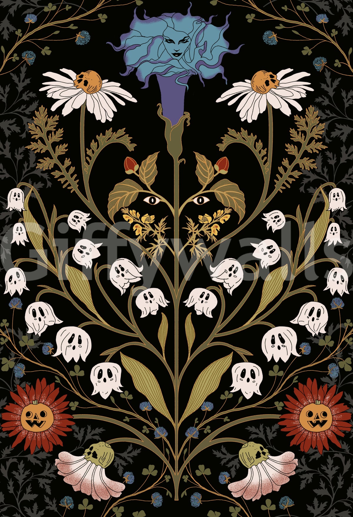 Spectral Bloom and Ghostly Foliage Wallpaper⁠