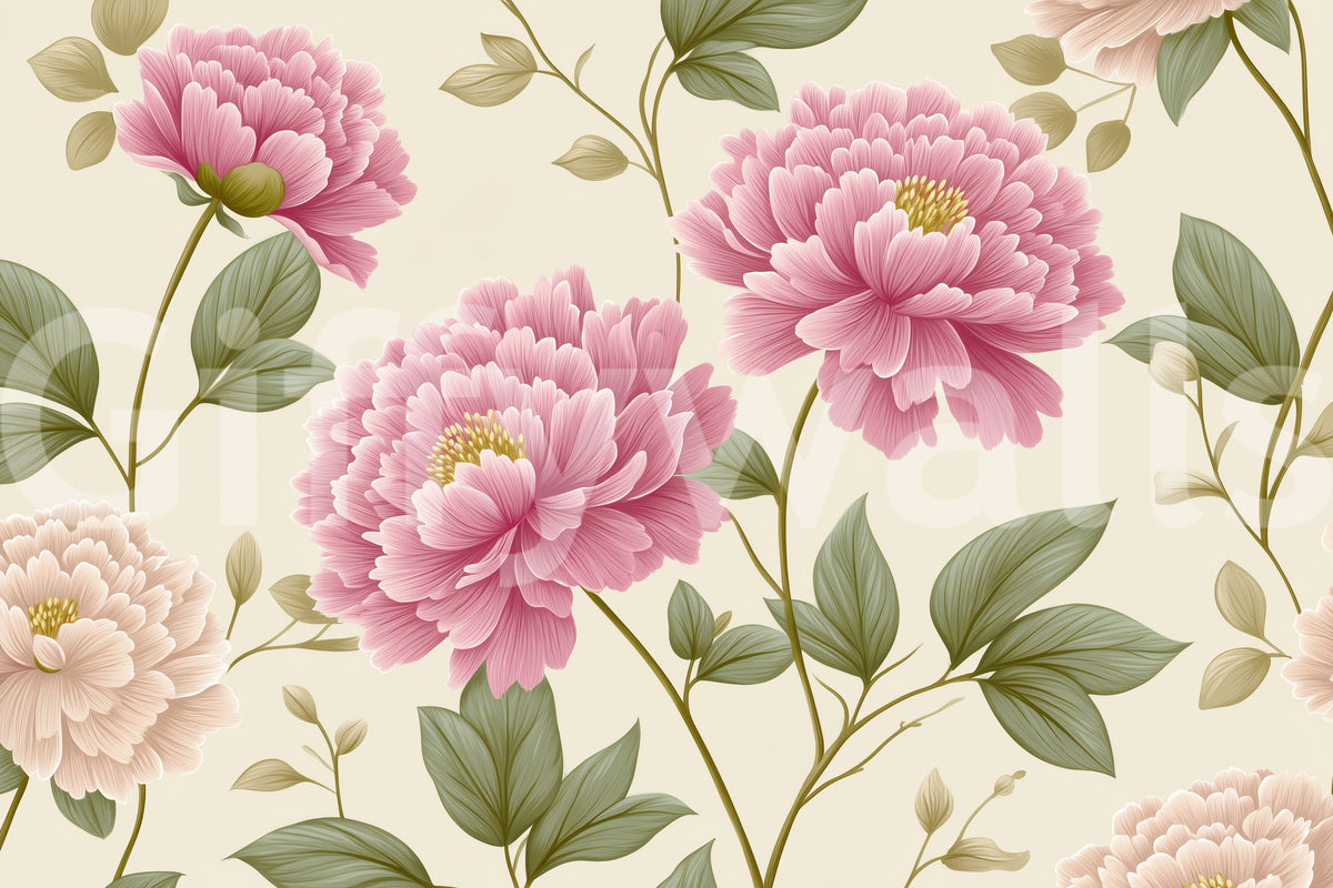 Vintage Blush Peony Garden Mural Wall Mural