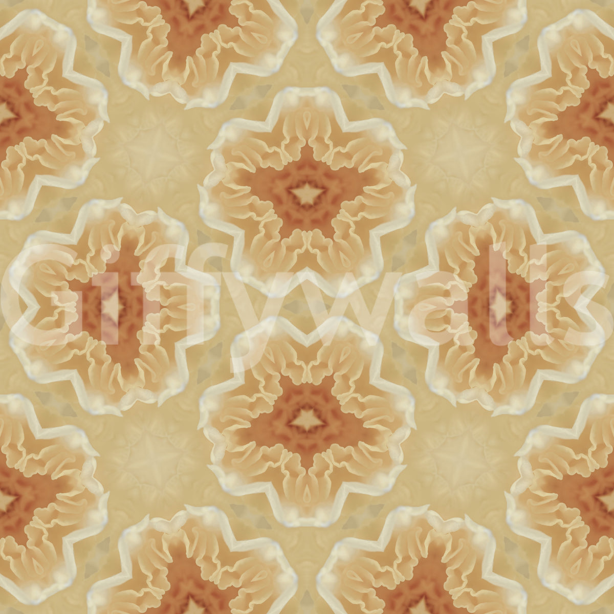 Golden Petal Kaleidoscope Pattern Wallpaper⁠
