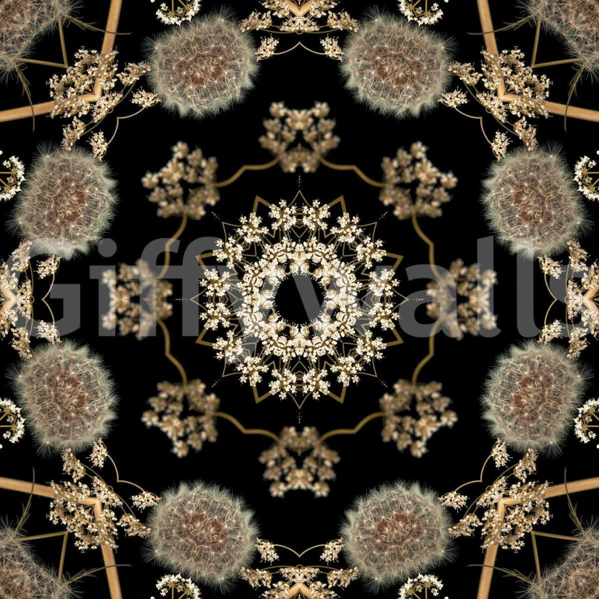 Midnight Meadow Radial Flora Wallpaper⁠