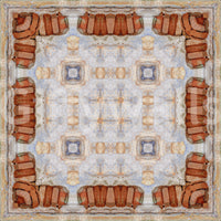 Aged Plaster and Brick Geometric Grid Wallpaper⁠