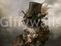 Aristocratic Cat with Floral Top Hat Wall Mural