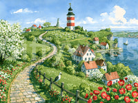 Coastal Lighthouse Meadow Wall Mural