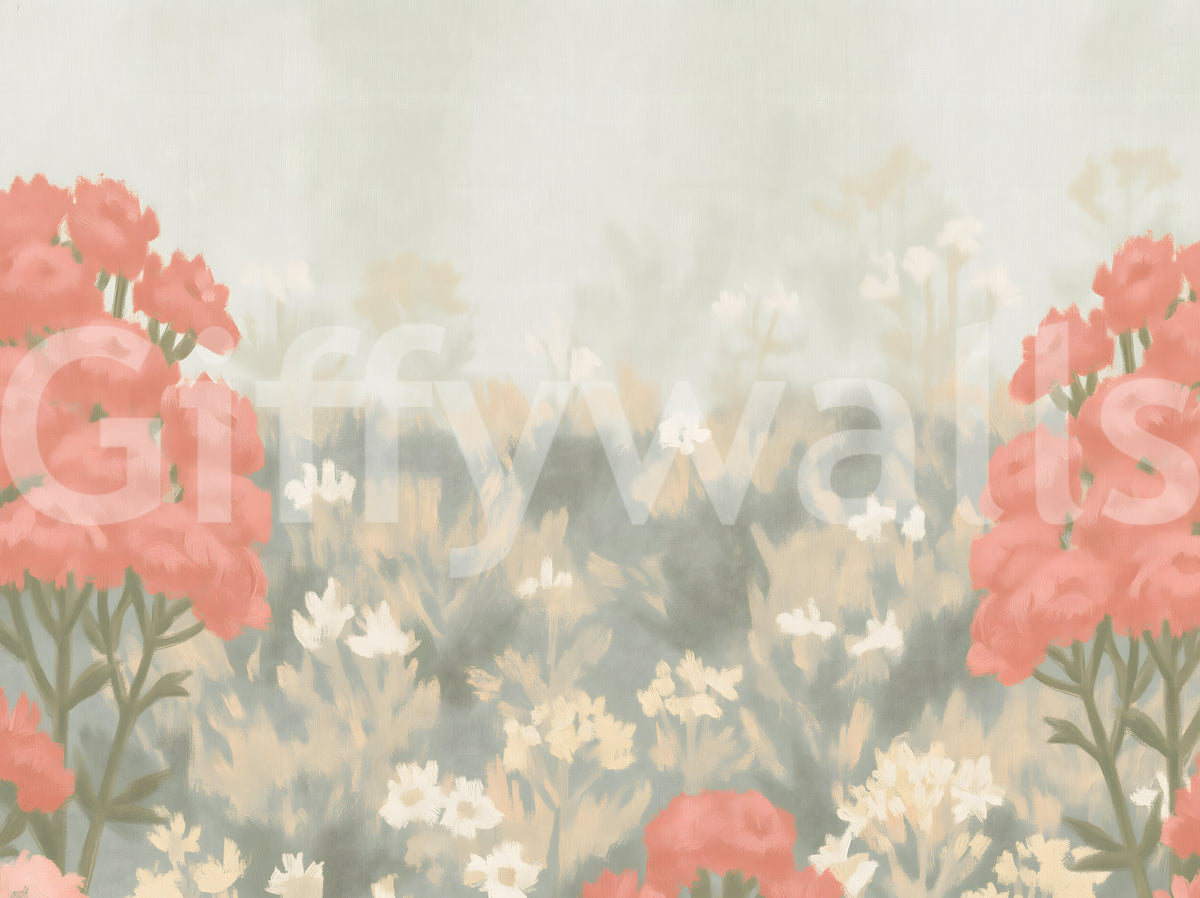 Blush Meadow Botanical Wall Mural