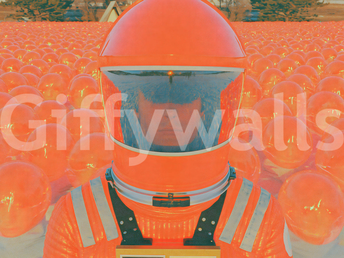 Neon Astronaut Field Wall Mural