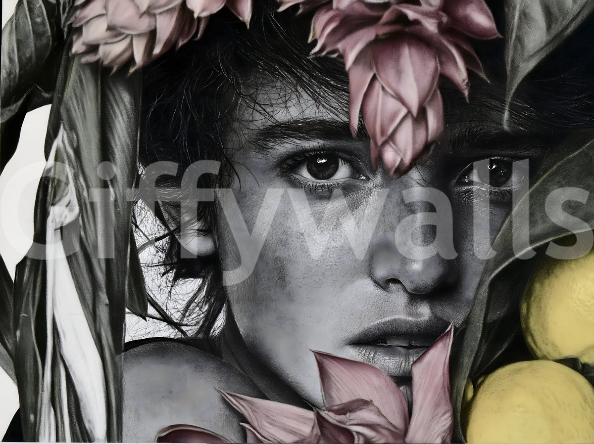 Botanical Face Contemporary Feature Wall Mural