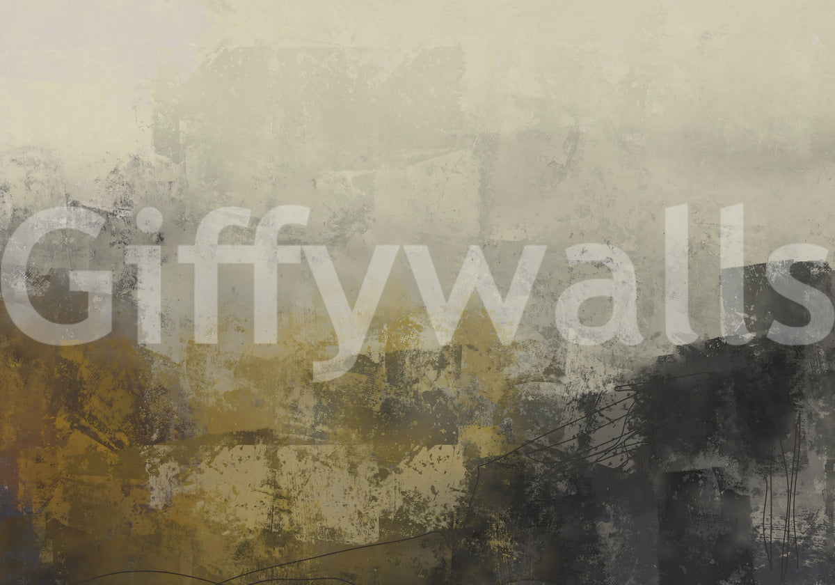 Abstract Brushwork Ochre Wall Mural