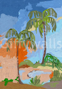 Coastal Palm Oasis Impression Wall Mural