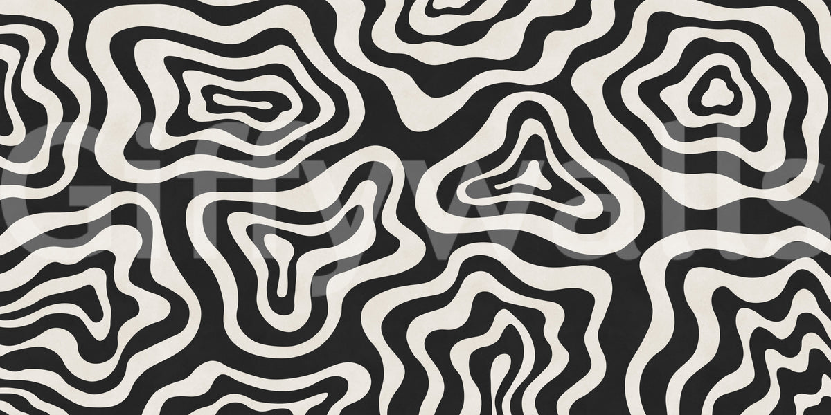Organic Monochrome Swirls Wall Mural