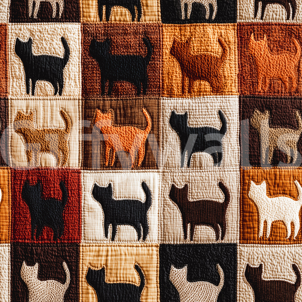 Feline Quilt Grid Wallpaper⁠