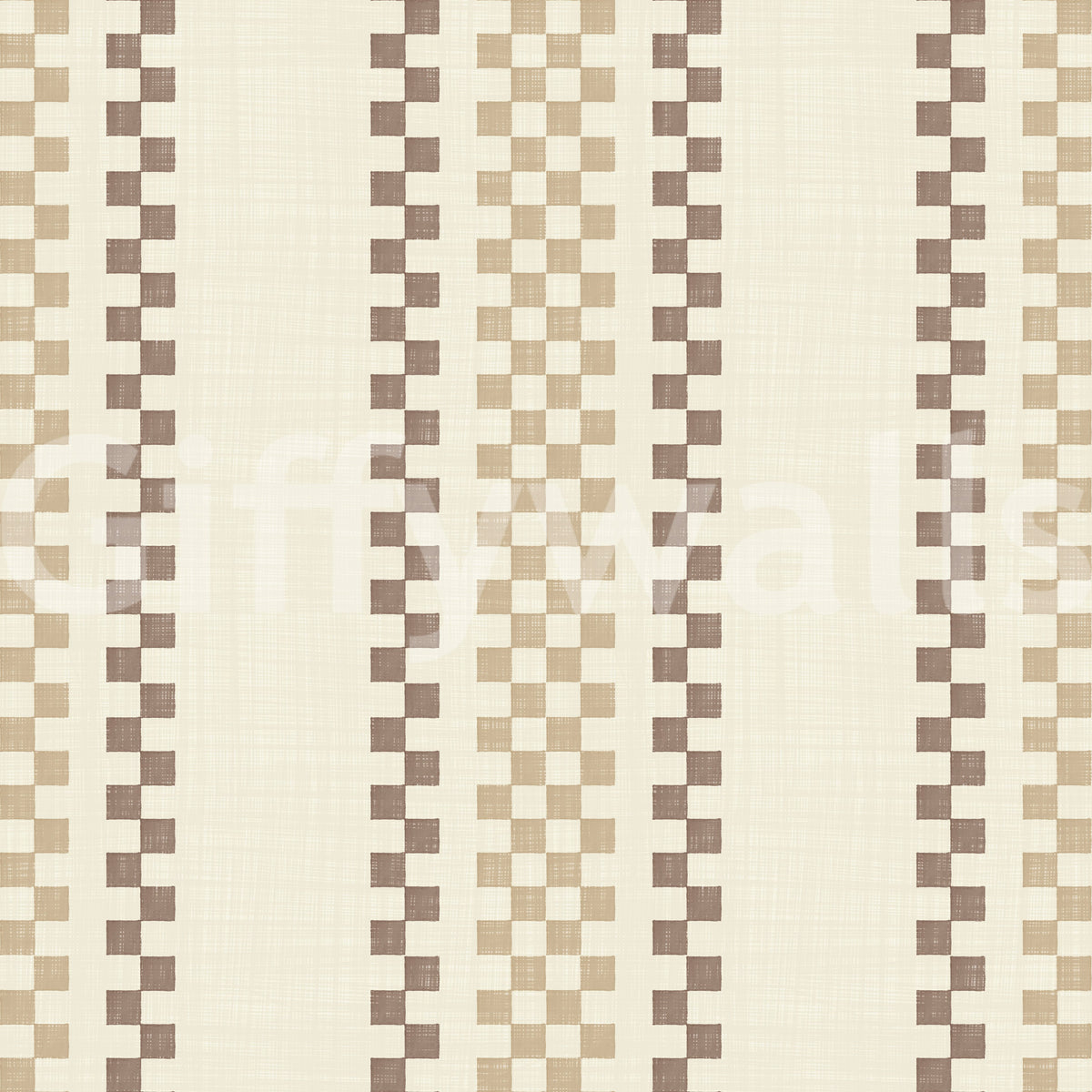 Ticking Checker Stripes - Beige & Chocolate Wallpaper⁠