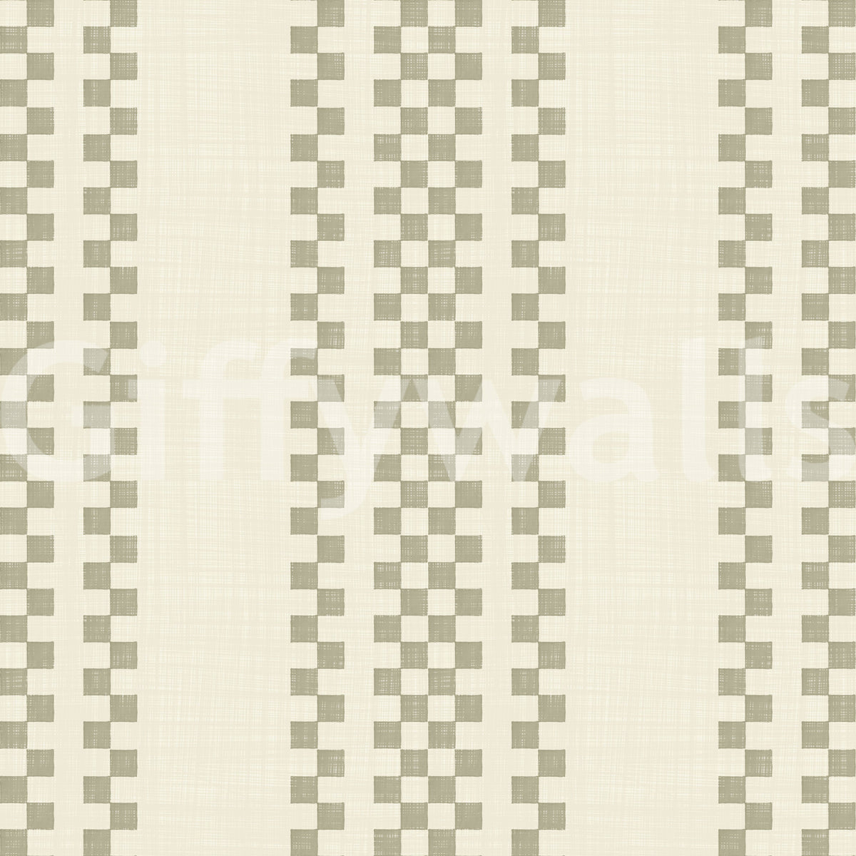 Ticking Checker Stripes - Sage Wallpaper⁠
