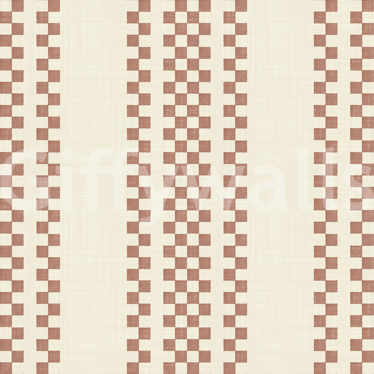 Ticking Checker Stripes - Terracotta Wallpaper⁠