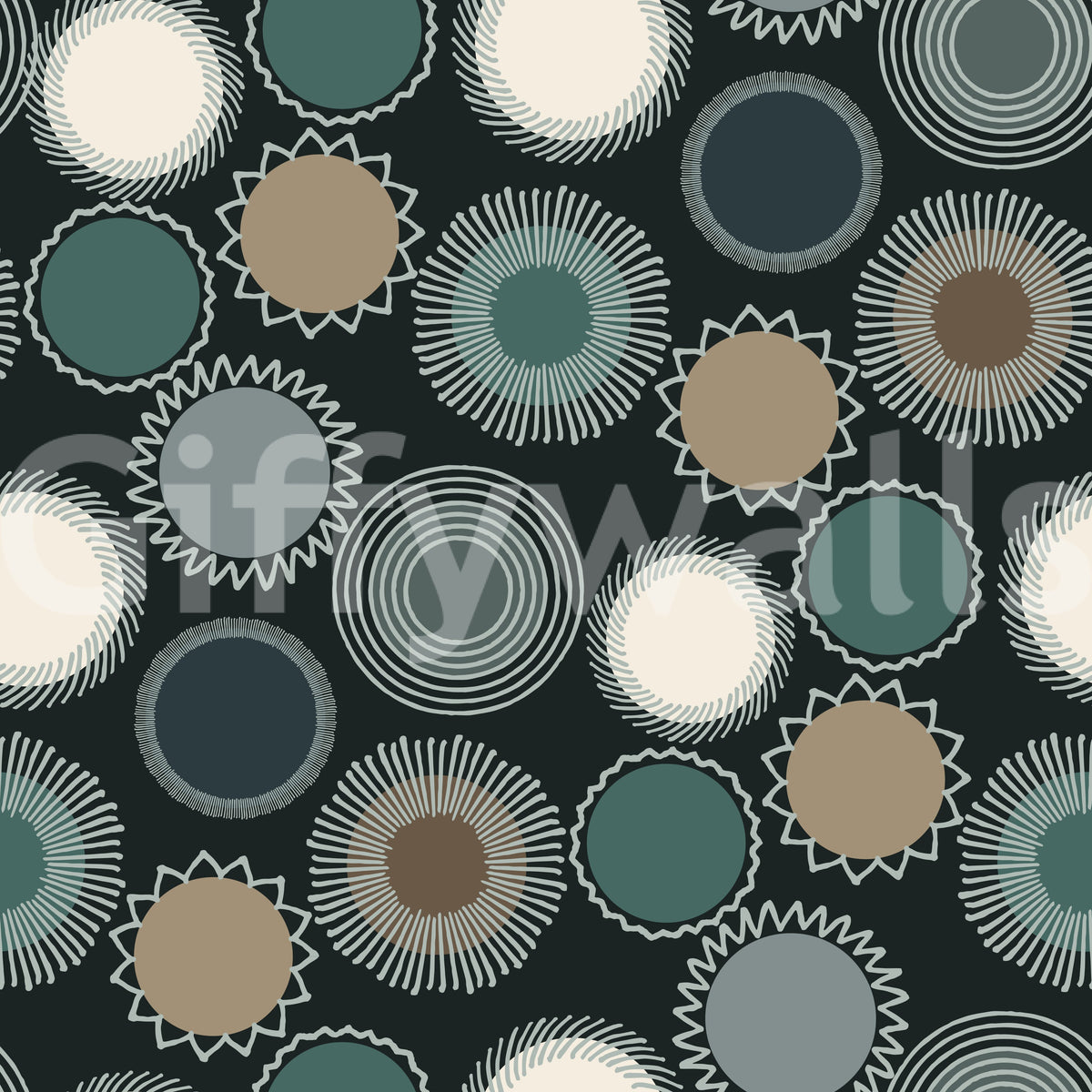 Graphic Sunburst Repeat Wallpaper⁠