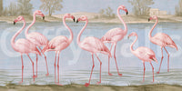 Flamingo Oasis Riverside Scene Wall Mural