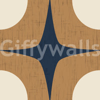 Mid Century Atomic Starburst Wallpaper Navy Blue & Caramel Wallpaper⁠