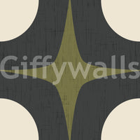 Mid Century Atomic Starburst Wallpaper Charcoal & Olive Wallpaper⁠