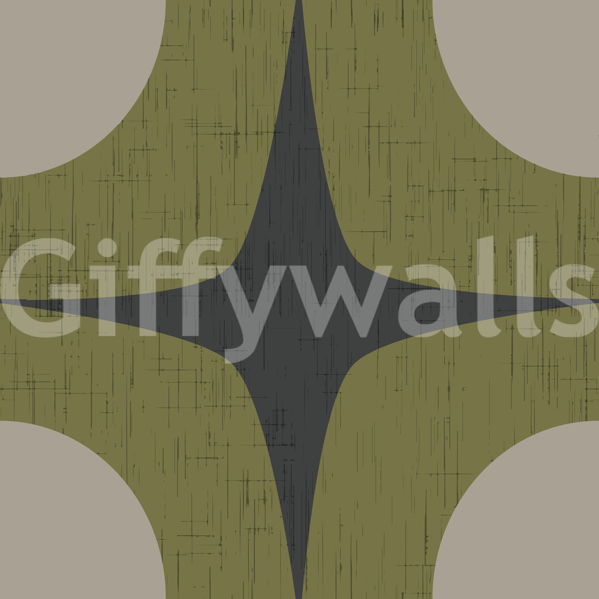 Charcoal Grey Atomic Starburst Wallpaper Mid Century Modern Wallpaper⁠