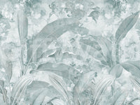 Ocean Aqua Tropical Leaves Wall Mural Wall Mural