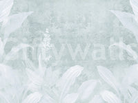 Misty Duck Egg Blue Botanical Leaf Border Wall Mural Wall Mural
