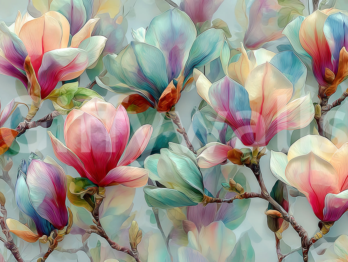 Springtime Magnolia Botanical Wall Mural