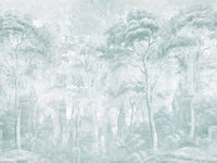 Sage Duck Egg Misty Forest Landscape Wall Mural Wall Mural