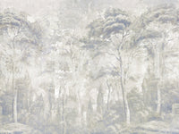 Warm Sand Grey Misty Forest Landscape Wall Mural Wall Mural