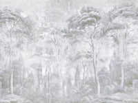 Foggy Slate Grey Misty Forest Landscape Wall Mural Wall Mural