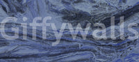 Deep Azure Fluid Marble Swirls Wall Mural