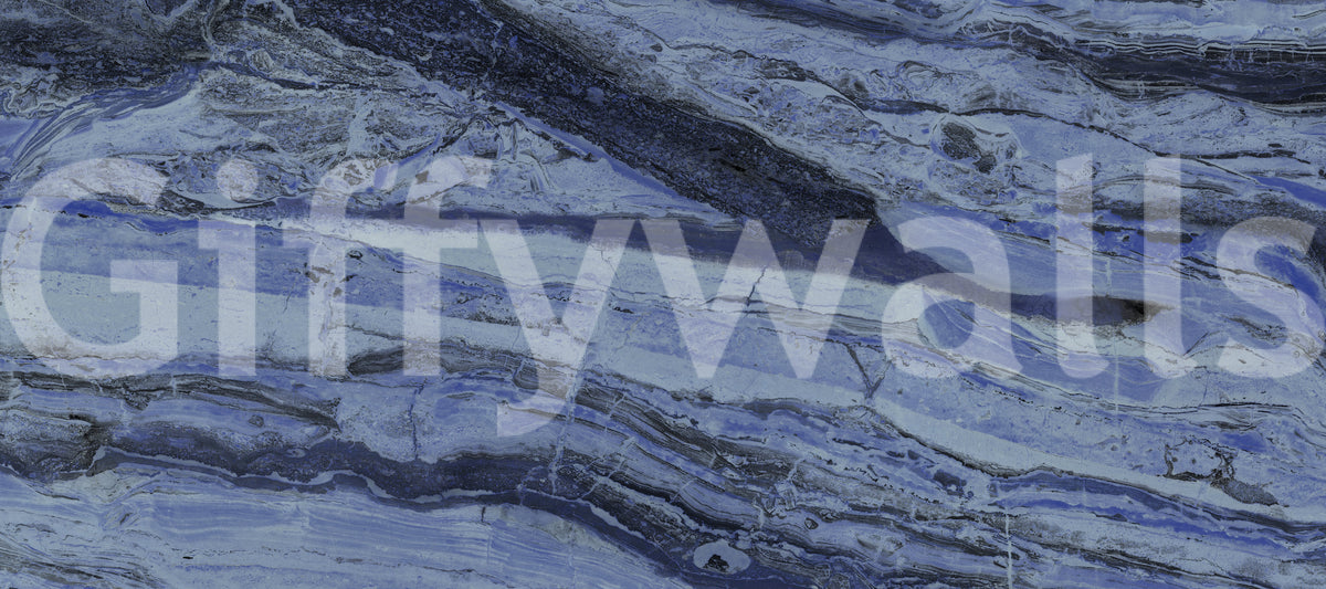 Midnight Cobalt Marble Veins Wall Mural