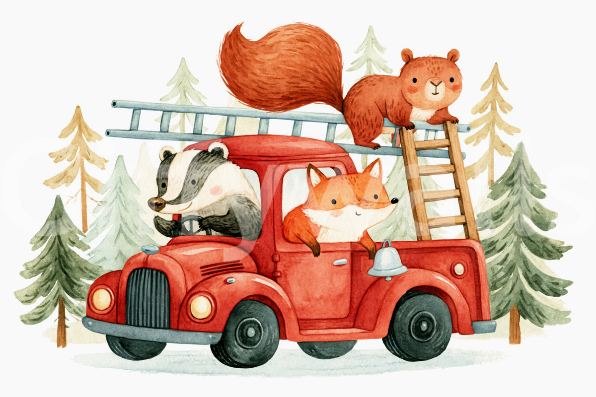 Forest Firefighters Animal Adventure Wall Mural