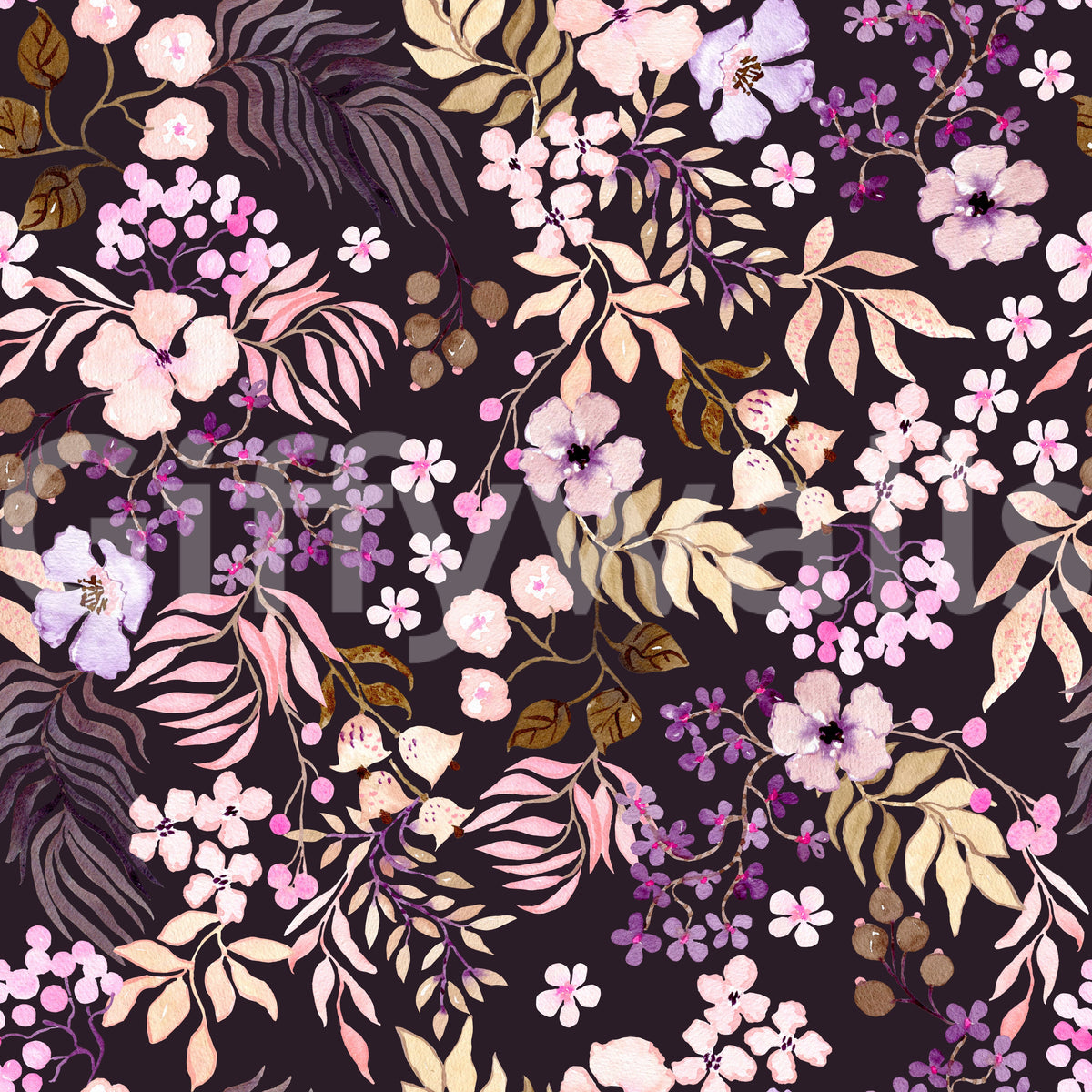 Dark Botanical Wildflowers Wallpaper⁠