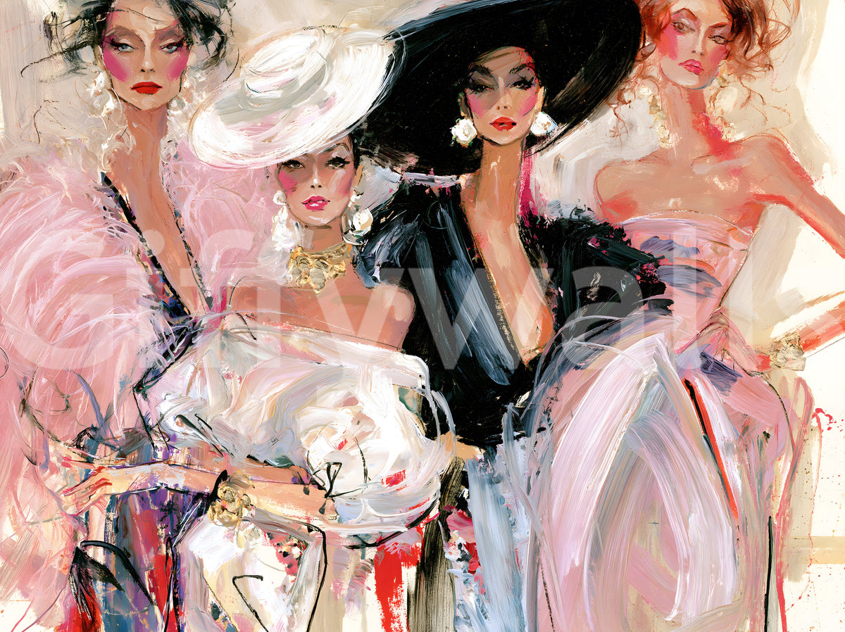 High Fashion Painted Portraits Wall Mural