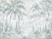 Misty Blue Jungle Path Wall Mural Wall Mural