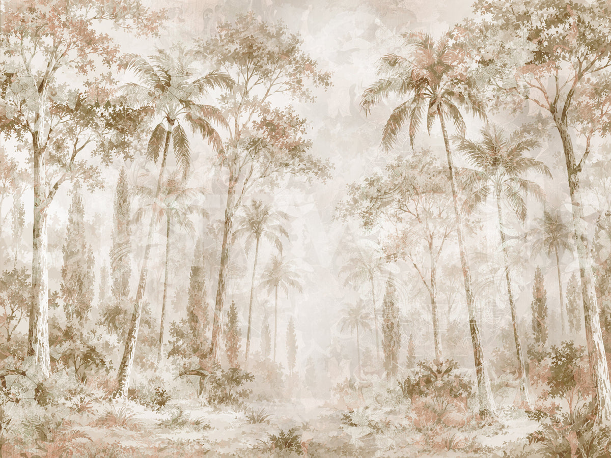 Sepia Jungle Dream Wall Mural Wall Mural
