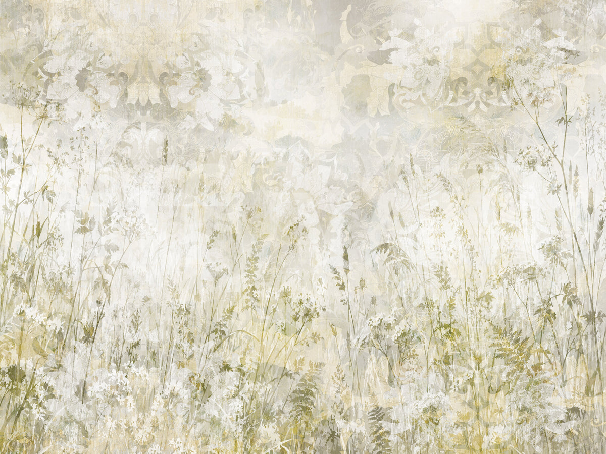 Botanical Damask Wildflower Meadow Wall Mural Wall Mural