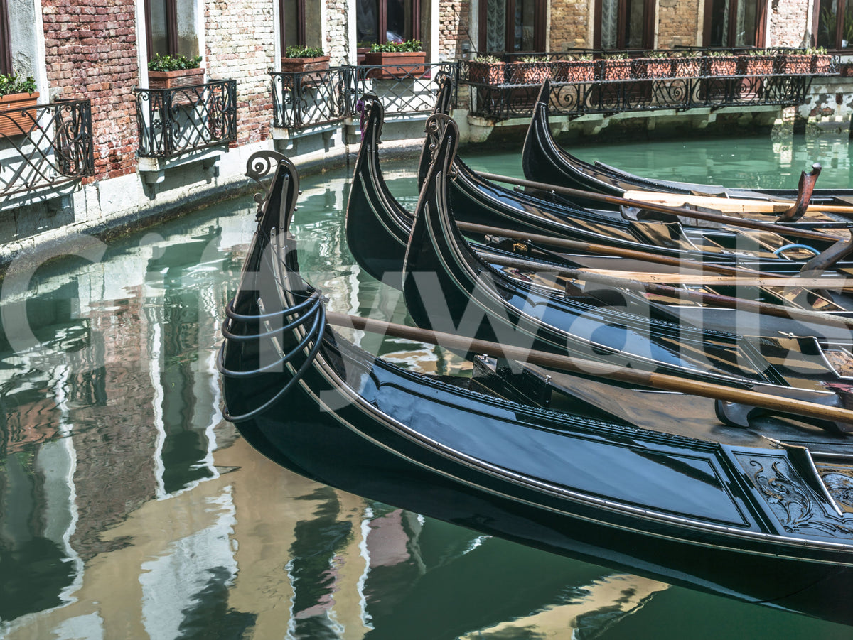 Reflective Canal Waters and Gondolas Wall Mural